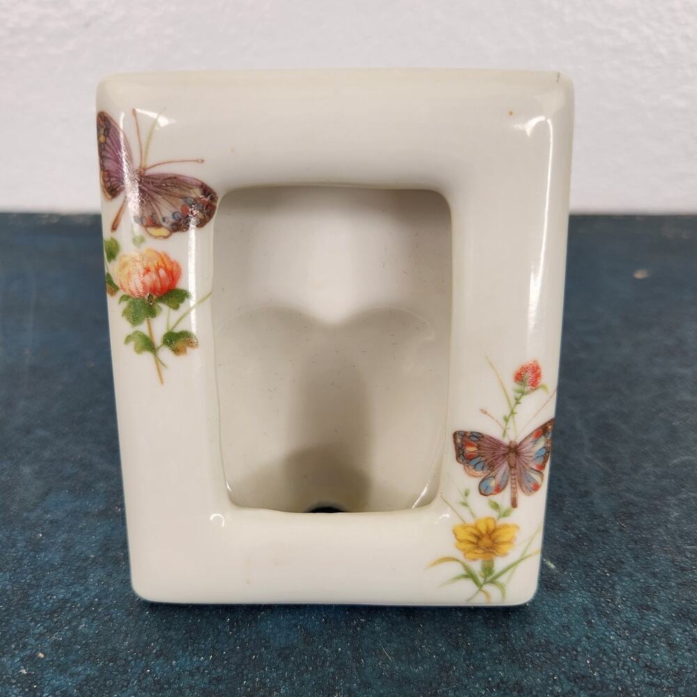 Takahashi Japan Porcelain Butterfly Floral Picture Frame Fairy Core Shabby Chic
